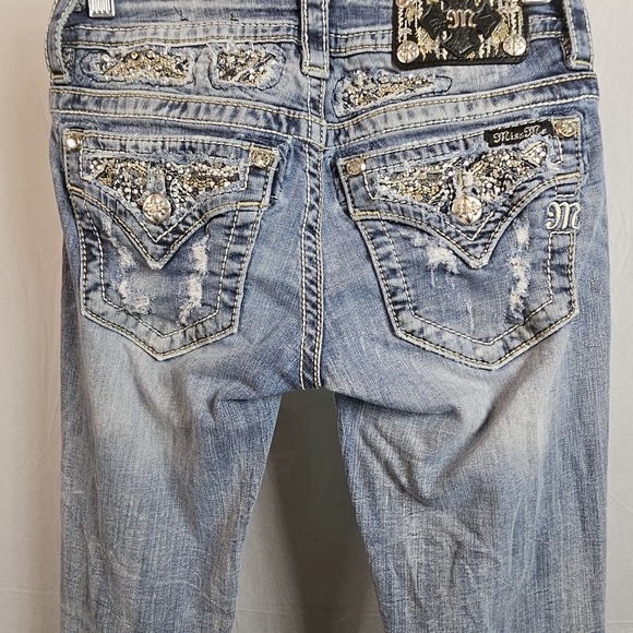 Miss Me rhinestone embellished studded bling bootcut jeans size 25 - Picture 4 of 15